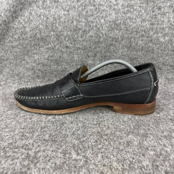 ✅Mens 11M Johnston Murphy Moc-Toe Black Leather Penny Loafers Classic Whale Tale - Picture 11 of 13